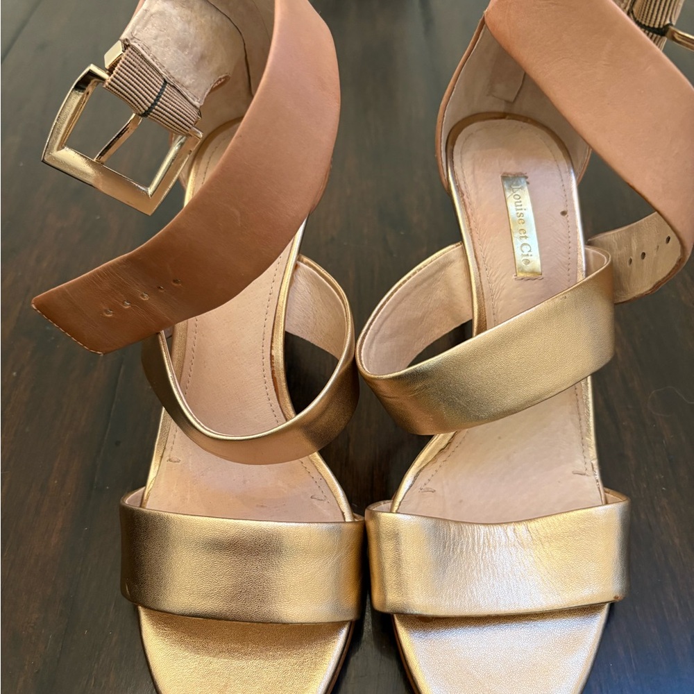 Louise et Cie Tan and Gold Sandals